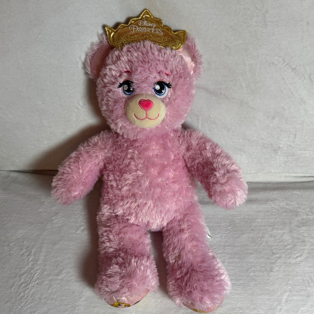 Build-A-Bear Pink Disney Princess 16" Stuffed Teddy Bear with Gold Tiara Crown
